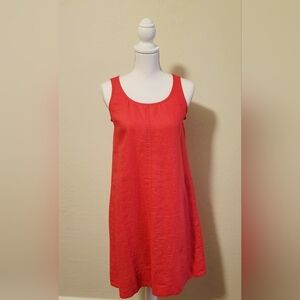 🌸 J. Jill Sleeveless Coral Pink Linen Dress | Size Small/Petite